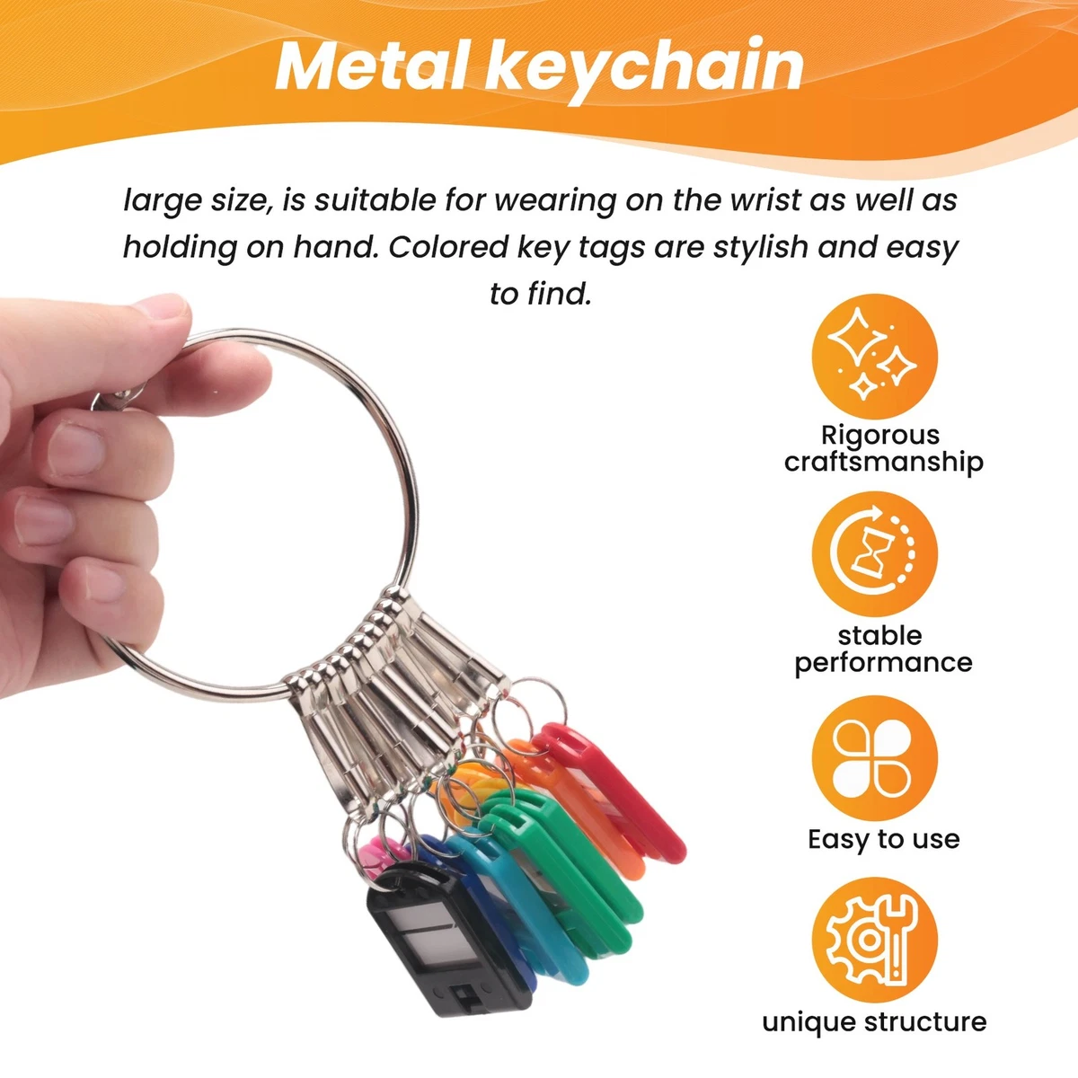 Portable Metal Key Organizer with 10 Spring Hooks & Key Tags with and1250