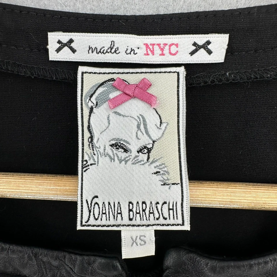 Mini Vestido YOANA BARASCHI Negro Piel de Cordero Borde Cremallera Manga Corta XS EE. UU. Foto 3 de 4