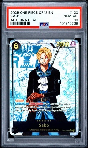 2025 ONE PIECE OP13-120 CARRYING ON HIS WILL SABO SEC ALT ART PARALLEL PSA 10