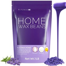 BLITZWAX Lavender Hard Wax Beads for Hair Removal - 1lb Coarse Hair Formula - Pa