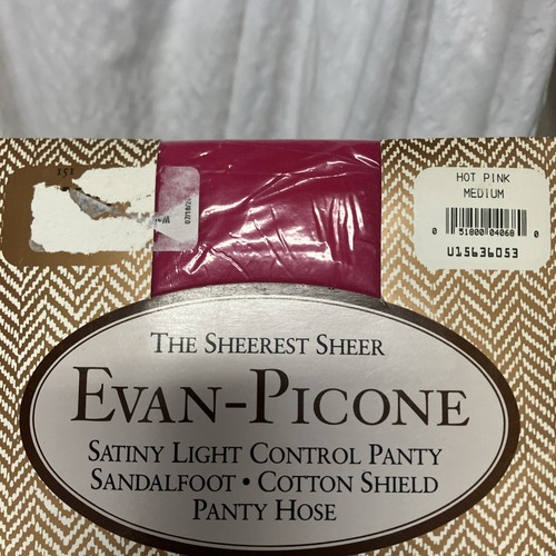 New Evan-Picone Hot Pink Medium Pantyhose Sheerest Sheer Santiny Light - Picture 2 of 13