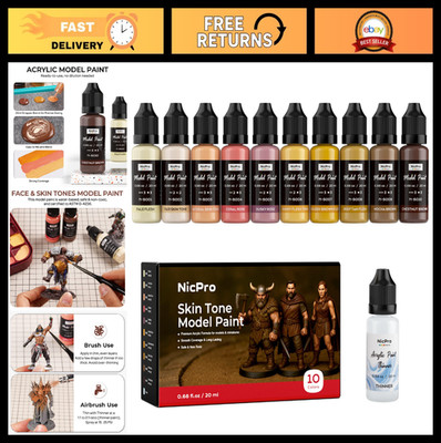 10 Colors Face & Skin Tones Acrylic Paint Set - 20ml Ready to Use for Models, Fi