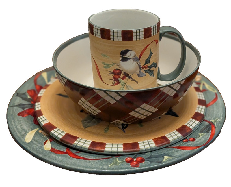 4 Piece Set Lenox "Winter Greetings Everyday" Place Setting"Chickadee"