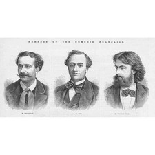 TEATRO Membri della Commedia Francais - Stampa antica 1879