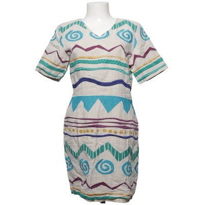 IB Diffusion, Kleid, Größe: 34, Beige/Mehrfarbig, Leinen/Viskose, Print #eSi