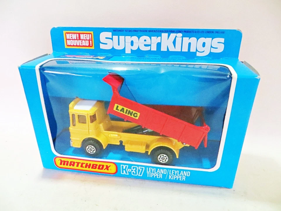 MATCHBOX SUPERKINGS K37 'LEYLAND TIPPER - LAING'. RED/YELLOW. VINTAGE. MIB/BOXED - Image 3 of 4
