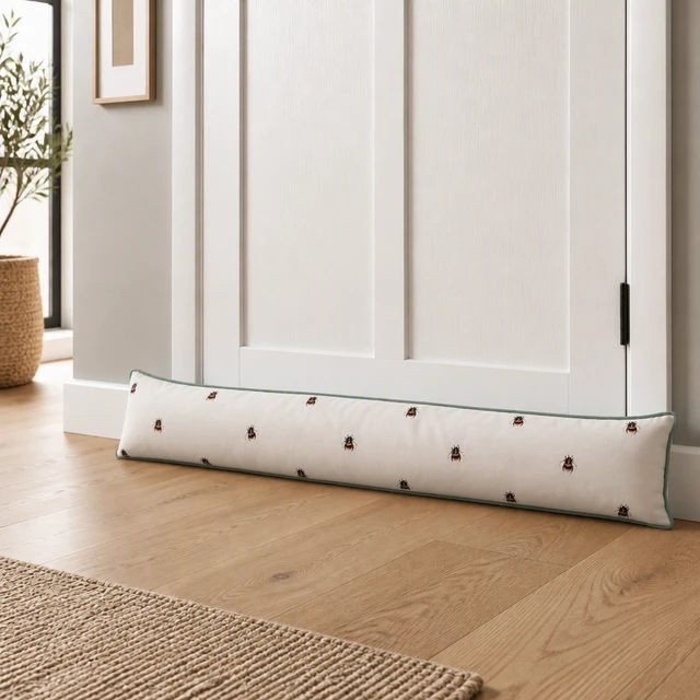 Meg Hawkins Bumble Bees Draught Excluder Cream 96cm Door Draft Stopper New