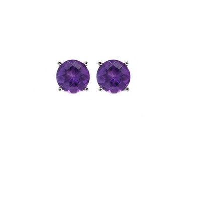 Amethyst Ohrstecker rund 7 mm, 2,47 Karat in 14 Karat Weißgold (145693)