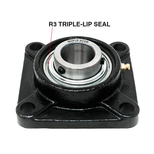 UCF206-18 Flange Bearing 1-1/8" Bore, 4-Bolt Solid Base, 3 Lips Seal (Qty 1) - Picture 2 of 7