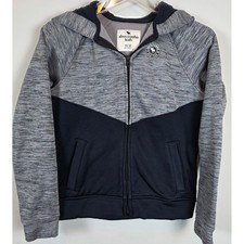 Abercrombie Kids Zip Up Hoodie Gray Black Color Block Size 11 12