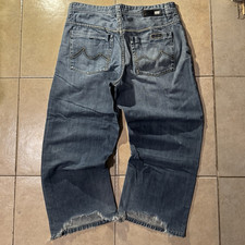 Ecko Unltd. Men  s Blue Denim Jeans Baggy Fit Straight Leg Light Wash Logo