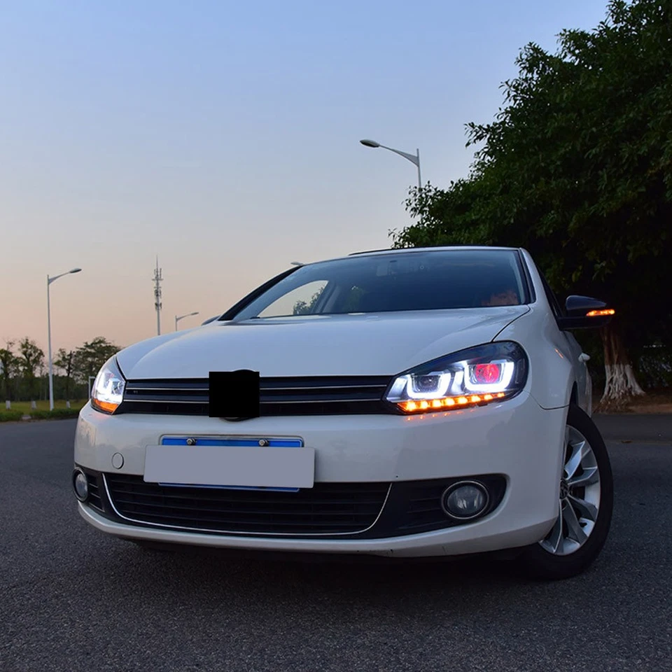 VLAND Headlights For 2010-14 Volkswagen VW Golf 6 MK6 Dual LED DRL w/Demon Eyes - Image 3 of 4