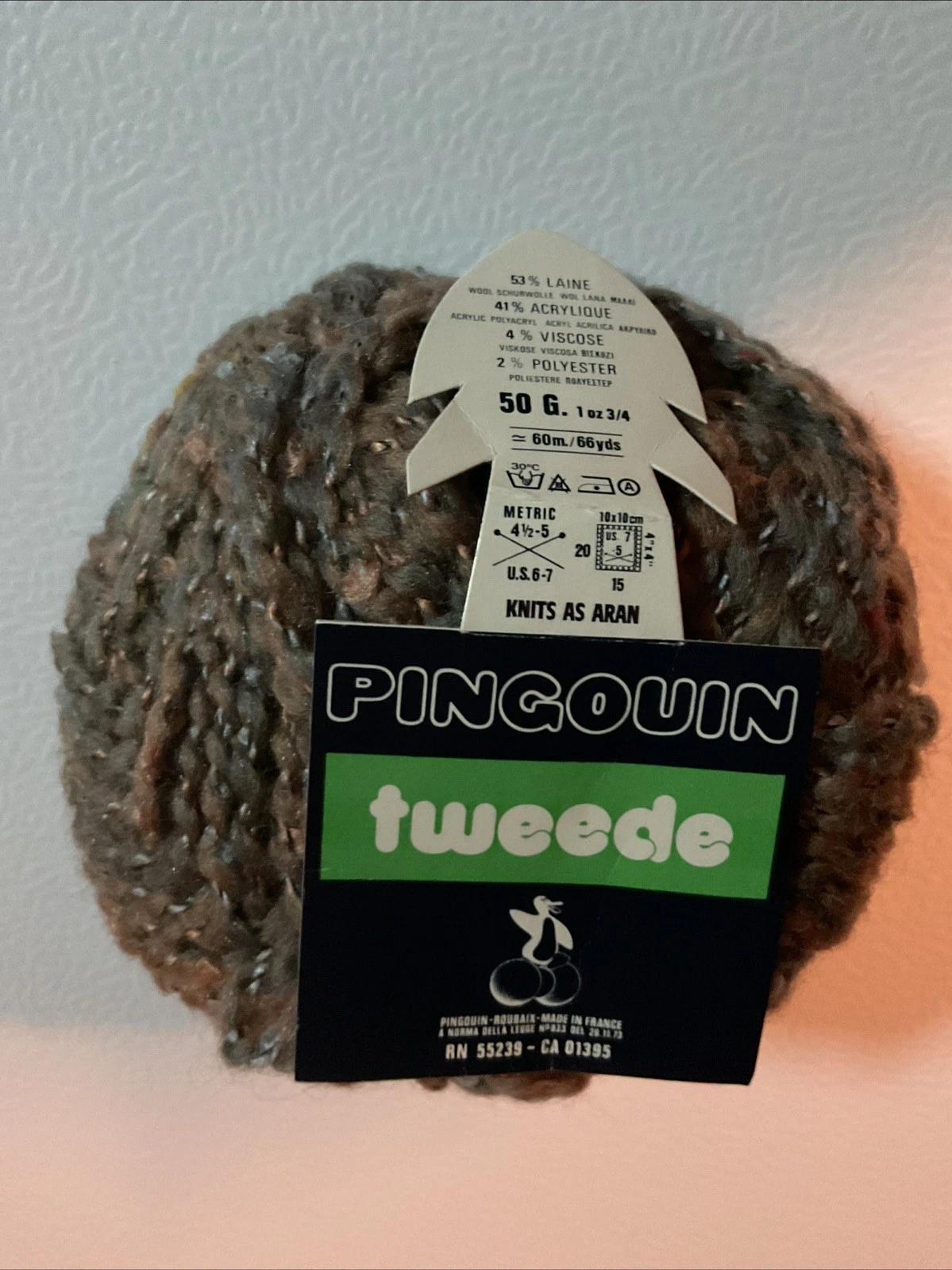 Pingouin Tweede Yarn Twisted Multi Colors 1.75 Ounces 66 Yds Wool Blend image 4