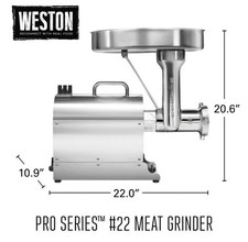 Weston Pro Series Electric Meat Grinder, Commercial Grade, 1120 Watts, 1.5 HP...