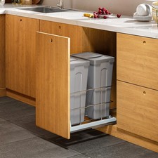 Recycling Bin Pull Out Kitchen Cabinet Waste Cupboard Fixing Integrated 40L Bins