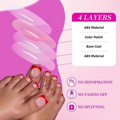 96 Stück Press On Toe Nägel mit Katzenaugen Glitzer für FRENCH Aesthetic