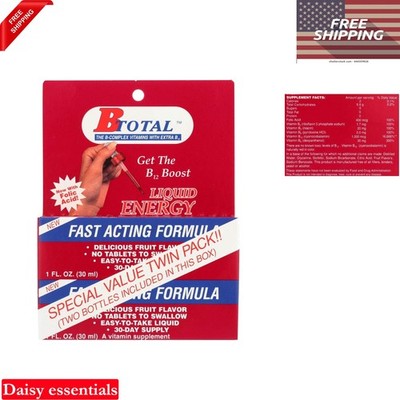 B-Total Twin Pack Vitamin B12 Liquid 2 fl oz Gluten Free Vegetarian