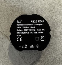 ELV FS20 RSU Unterputz-Funk-Rollladenschalter kompatibel mit Conrad NEU