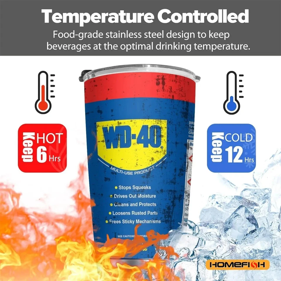WD40 590ml Thermo Kaffeebecher Kalt & Warm Getränke Trinkflasche Outdoor Reise - Bild 3 von 4