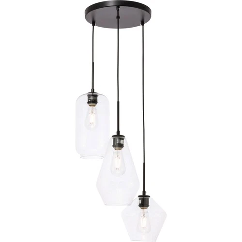 Living District LD2268BK Gene 3 Light 17.3 inch Black Pendant Ceiling Light - Picture 10 of 11