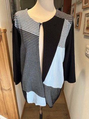 Allison Daley blau & schwarz gerippt Jersey Strick Cardigan Jacke Medium