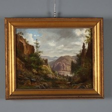 'Ernst Gustav Doerell' Paesaggio Montano Dipinto Firmato XIX Secolo Originale
