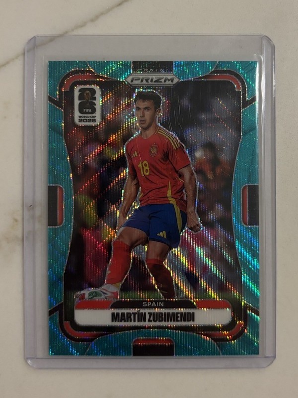 Panini 2026 Prizm FIFA World Cup Martín Zubimendi #66 Spain Aqua Parallel /99