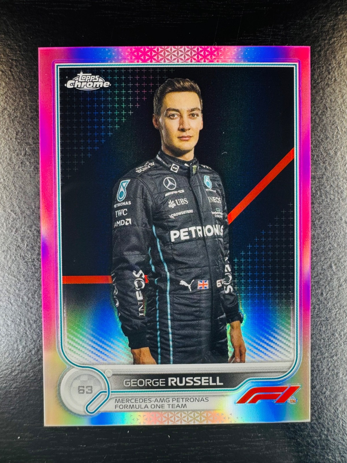 2022 George Russell Pink 73/75 Refractor Topps Chrome #17 F1 Formula 1