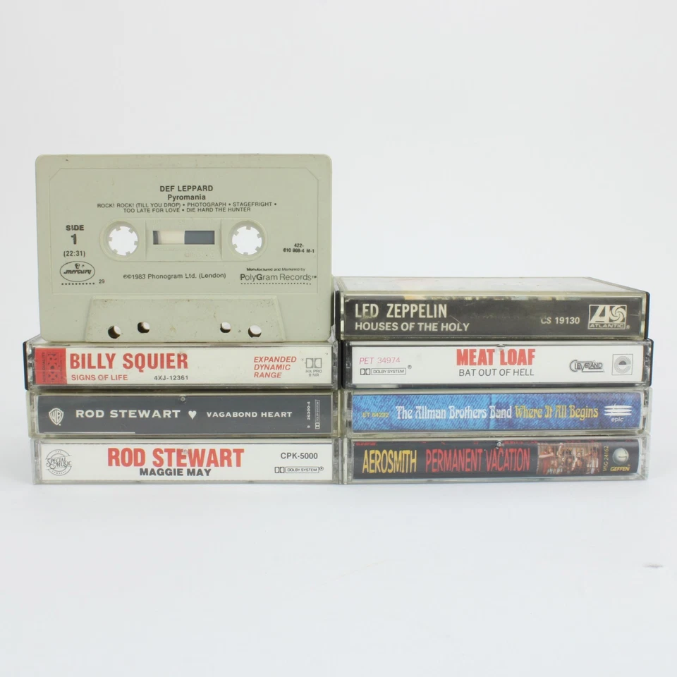 80s Rock Cassette Tape Lot of 15 Aerosmith, Rod Steward, Led Zeppelin, Seger Foto 3 de 4