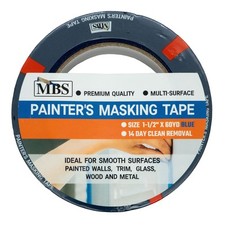 MBS 1.5" x 60yd Blue Painter's Masking Tape Case of 24 