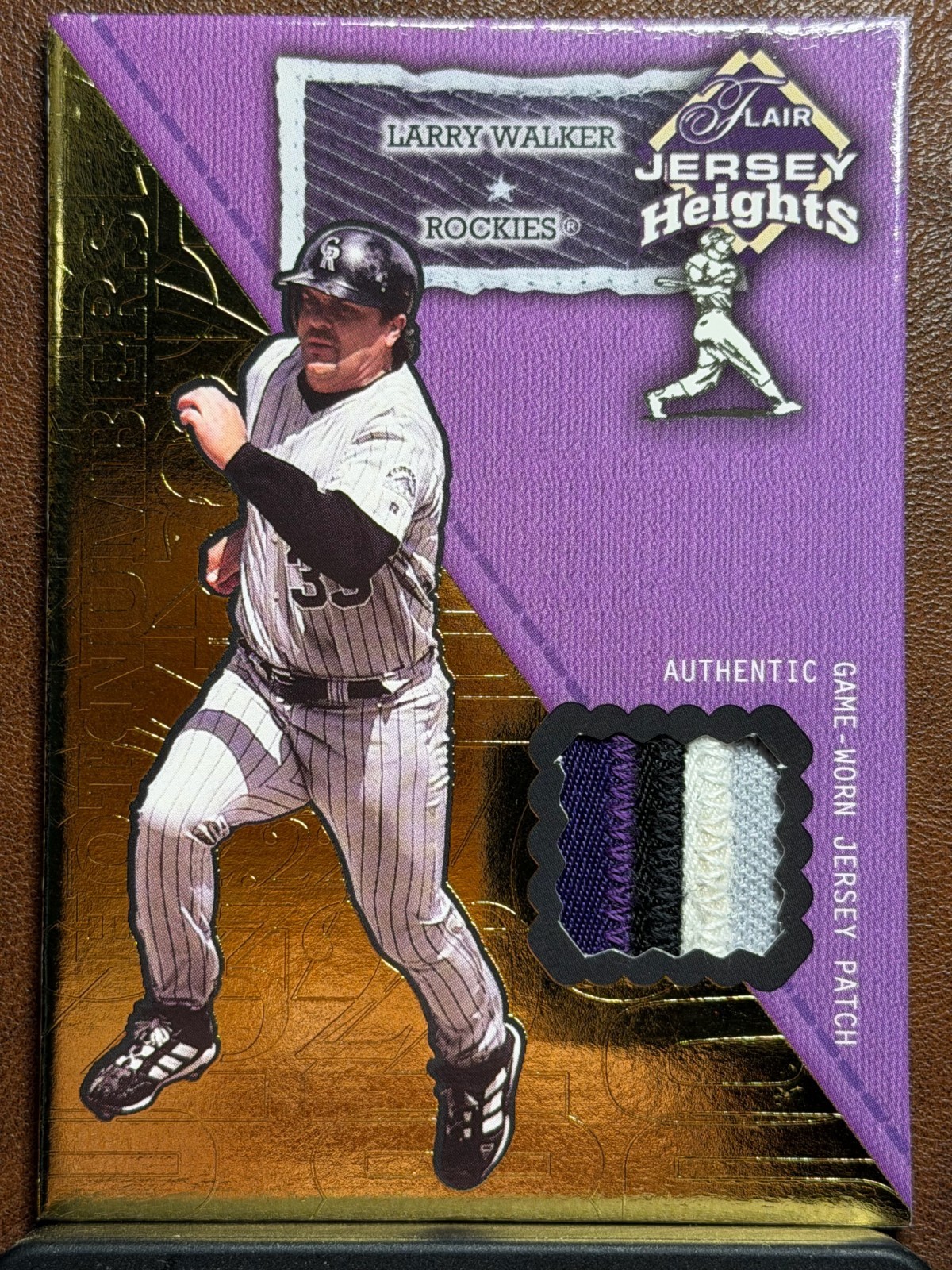 2002 Flair Jersey Heights Hot Numbers Patch Larry Walker HOF /100 #093 Game-Worn