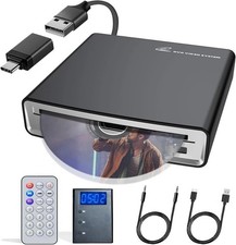 CD Player for Car with USB Type-C Port/Decoder/AUX Port, Portable Black