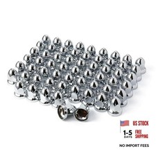 60 Pack 33mm Push-On Chrome Lug Nut Covers, 2-1/2" Tall ABS, Rust-Resistant