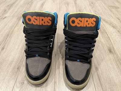 Osiris NYC83 Size 12 Black Blue Orange Heat Trashed Skate Shoes