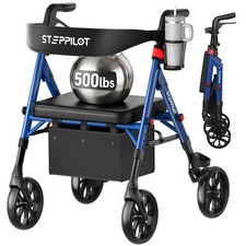 Bariatric Rollator Walker with Seat for Seniors, 500lb Capacity Aluminum Fram...