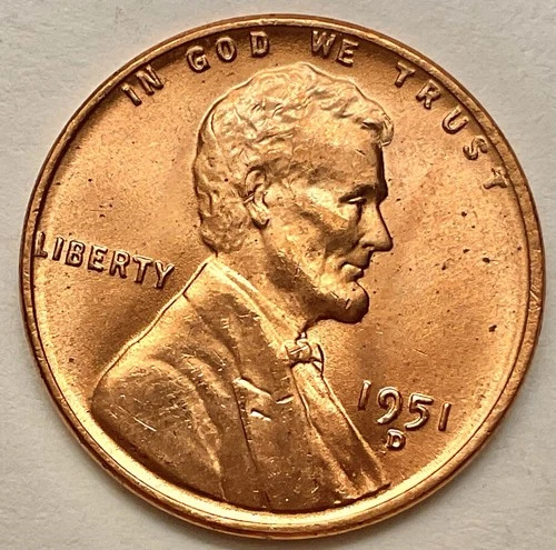 1951-D  Choice Uncirculated BU Red RD - Lincoln Wheat Cent  ~ B856