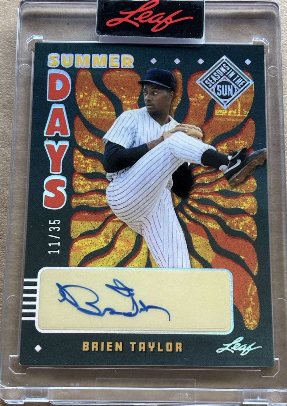 Brien Taylor Auto /35 Encased Summer Days 2026 Leaf Seasons In The Sun Baseball 