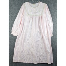 Barbizon Nightgown Womens Large Pink Vintage Satin Lace Floral Embroidered Gown