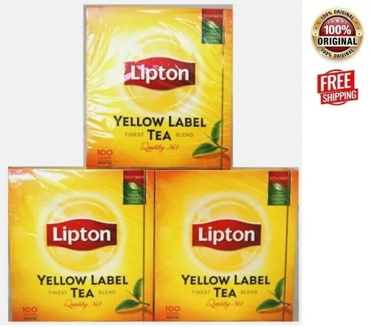 NUEVO 3x cajas LIPTON etiqueta amarilla 100 bolsas de té (total 300 bolsas de té) ENVÍO GRATUITO Foto 2 de 3