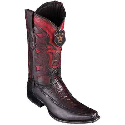 LOS ALTOS CHERRY OSTRICH LEG EUROPEAN SQUARE TOE WESTERN BOOT D 76F0518