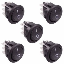 5 x On-On Round Rocker Switch DPDT 10A