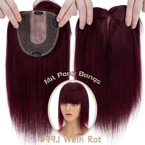 Clip In Remy Echthaar Damen Topper Toupet Toupee Seide Base Haarteil Perücke AAA - Bild 46 von 67
