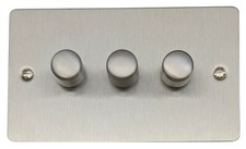 G&H Flat Plate Brushed Stainless Steel FSS2 Light Switches, Plug Sockets, Dimmer
