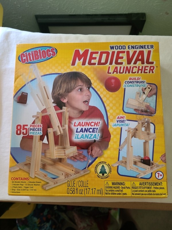 New in Box CitiBlocs Wood Engineer Medieval Launcher 85 Pcs Toy Model Age 7+
