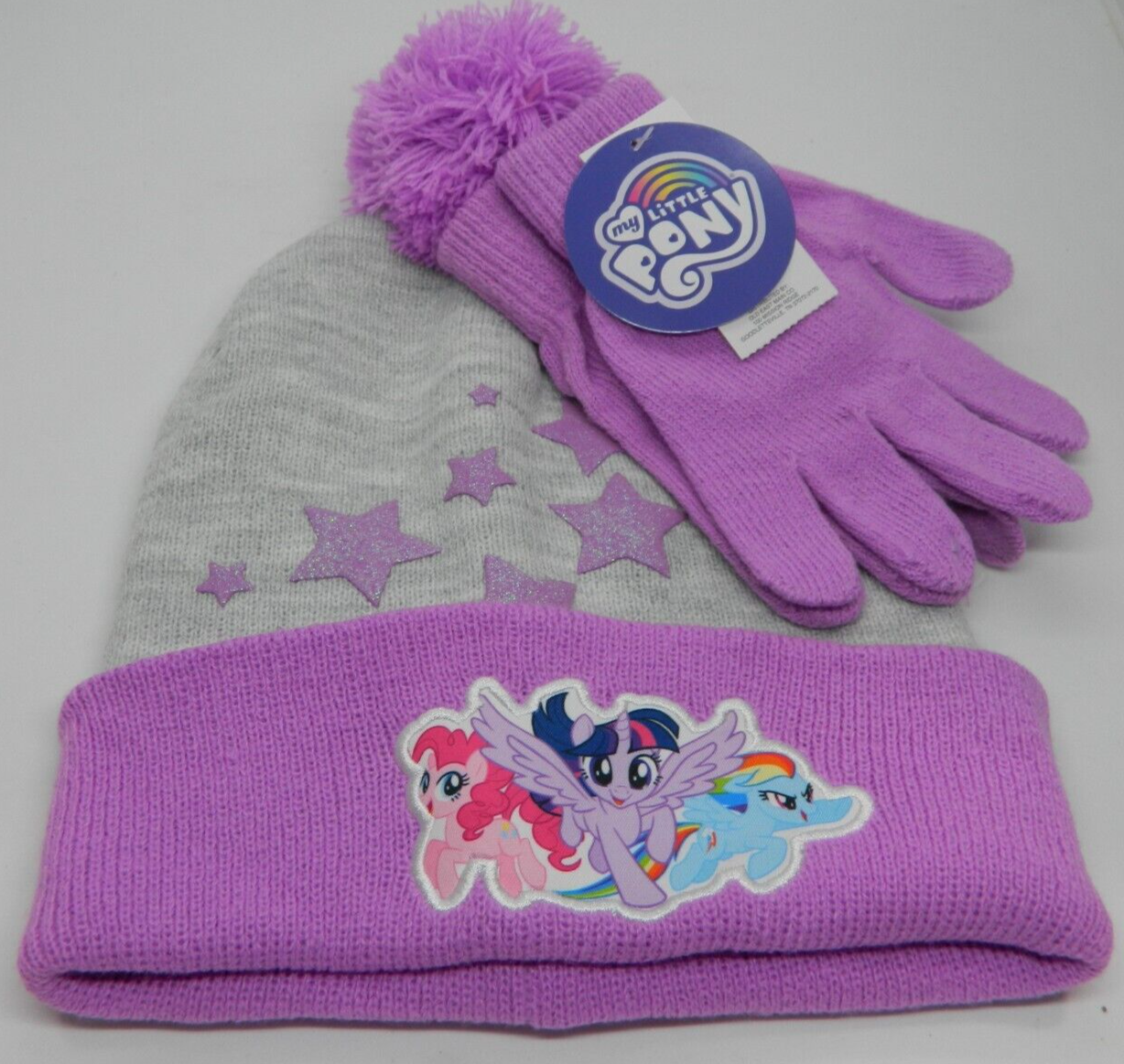 Set cappello e guanti My Little Pony Beanie viola e grigio bambina taglia unica pompon