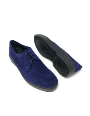 New Salvatore Ferragamo Derby Lace Up Men Suede Blue Shoes  display picture 3