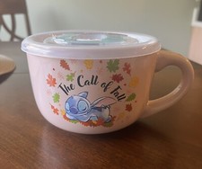 NEW - Disney's Lilo STITCH - Ceramic Soup Mug - 24oz w/ Pressure Release Lid