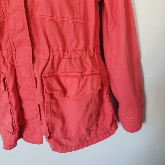 Gap Small Coral Red Utility Jacket Patch Pockets … - image 7
