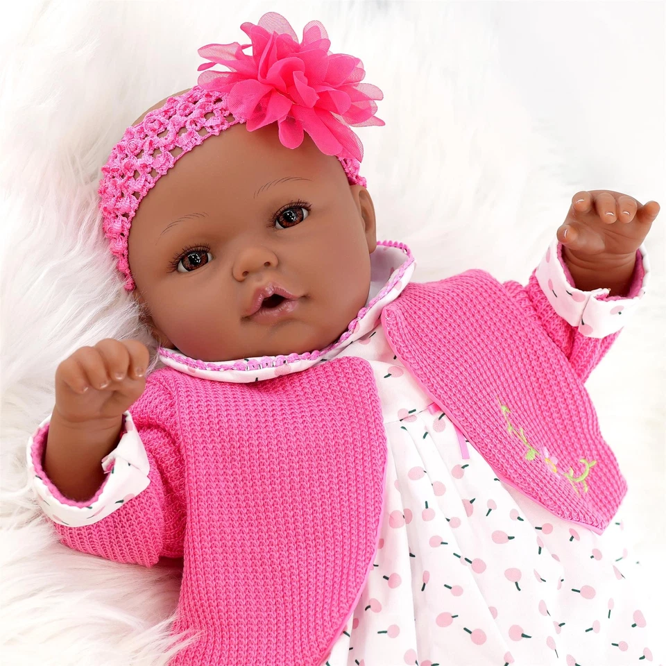 20" Black Baby Doll Reborn Ethnic Girl Realistic Outfit & Accessory BiBi Doll - Image 4 of 4