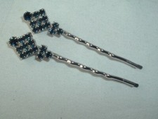 VINTAGE BLUE RHINESTONE BOBBY PINS